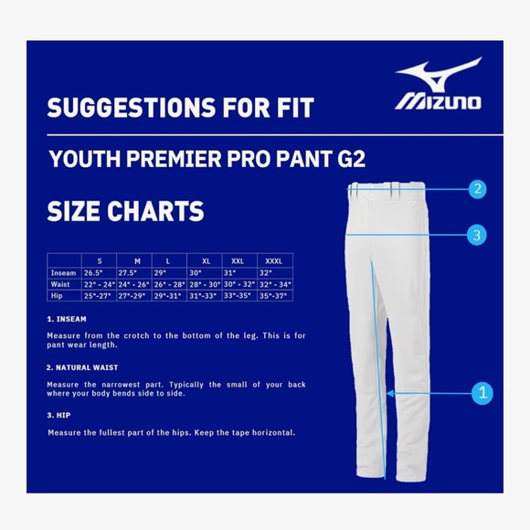 Mizuno Kids White Baseball pants - Picture 6 of 6